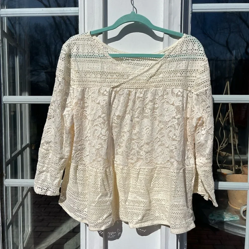 Anthropologie Meadow Rue Lace Cross-back Top NWT